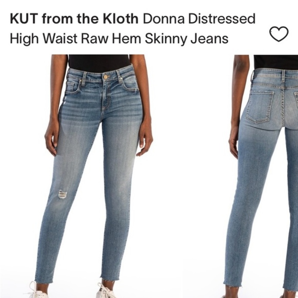 Kut from the Kloth Blue Skinny Jeans with Distressed Details Donna Size 6